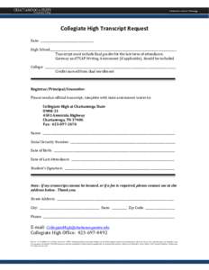 Collegiate High Transcript Request Form