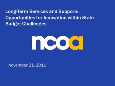 Long-Term Services and Supports: Opportunities for Innovation within State Budget Challenges November 21, 2011