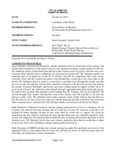 CITY OF HAMILTON COMMITTEE MINUTES DATE:  October 14, 2014