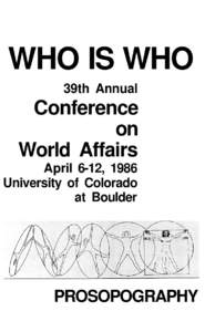 WHO IS WHO 39th Annual Conference on World Affairs
