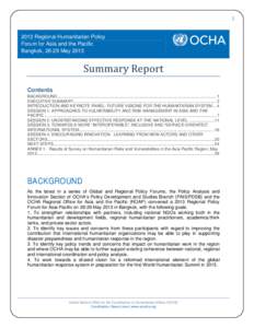 Microsoft Word - Summary Report 2013 Asia-Pacific OCHA Regional Policy Forum FINAL.doc