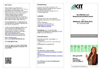 Fortbildungszentrum für Technik und Umwelt (FTU)  KIT – Universität des Landes Baden-Württemberg und nationales Forschungszentrum in der Helmholtz-Gemeinschaft  www.kit.edu