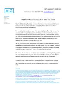 Microsoft Word - Media Release - AIG Wins Insurance In-House Team of the Year Award.docx