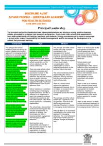 Queensland Academy for Health Sciences 2014 DA 5 Page Profile