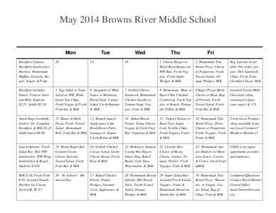 May 2014 Browns River Middle School  Mon Tue