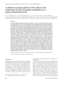 Global Change Biology, 230–239, doi: j01062.x  A distinct seasonal pattern of the ratio of soil respiration to total ecosystem respiration in a spruce-dominated forest E . A . D AV I D