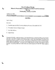 City of Gulfport Florida Historic Preservation Committee /Certified Local Government Meeting Wednesday, January 15, 2014  w