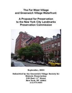 The Far West Village and Greenwich Village Waterfront: A Proposal for Preservation to the New York City Landmarks Preservation Commission