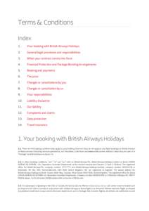 Terms & Conditions Index 1. Your booking with British Airways Holidays