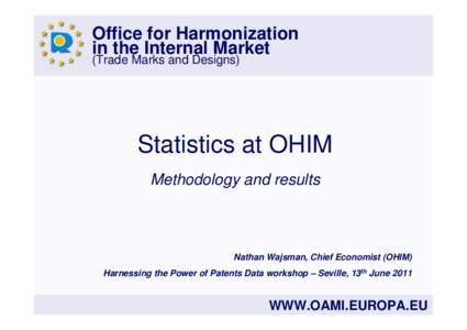 Office for Harmonization in the Internal Market (Trade Marks and Designs) Statistics at OHIM Methodology and results