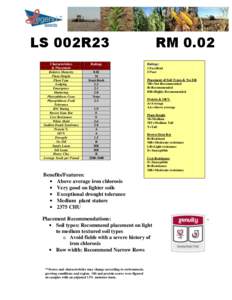 LS 002R23 Characteristics & Placement Relative Maturity Plant Height Plant Type