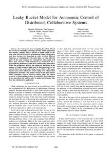 8th IEEE International Symposium on Applied Computational Intelligence and Informatics • May 23–25, 2013 • Timisoara, Romania  Leaky Bucket Model for Autonomic Control of Distributed, Collaborative Systems Marin Li