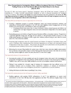 Violence Against Women Act / Violence against women / Illegal immigration / Tahirih Justice Center / Crime / Immigration detention / Immigration reform / T visa / Security Through Regularized Immigration and a Vibrant Economy Act / Immigration law / Law / Joe Biden