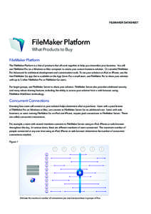 FILEMAKER DATASHEET  FileMaker Platform What Products to Buy FileMaker Platform The FileMaker Platform is a line of products that all work together to help you streamline your business. You will