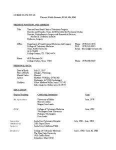 CURRICULUM VITAE Theresa Welch Fossum, DVM, MS, PhD