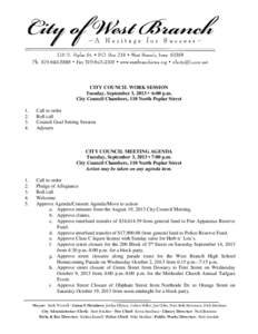 CITY COUNCIL WORK SESSION Tuesday, September 3, 2013 • 6:00 p.m. City Council Chambers, 110 North Poplar Street[removed].