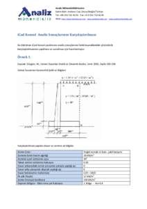 Analiz Mühendislik&Yazılım İskele Mah. Ambarcı Cad. Datça/Muğla/Türkiye Tel: +[removed] - Fax: +[removed] Web: http://www.istinatduvari.com- www.cantileverwall.com  - www.analizmuhendislik.com