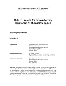 Draft RIR For Secretarial Review: Rule to Provide More Effective Monitoring of At-Sea Flow Scales