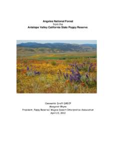 Angeles National Forest from the Antelope Valley California State Poppy Reserve. Comments: Draft DRECP Margaret Rhyne