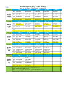 Sacred Heart Catholic Church, Kingdom of Bahrain Altar Servers Roster - Other Masses - November[removed]Nov  Saturday