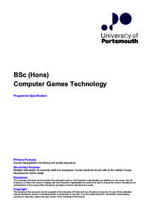 BSc (Hons) Computer Games Technology Programme Specification EDM-DJ[removed]Primary Purpose: