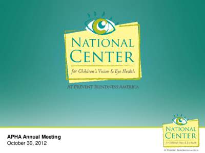 APHA Annual Meeting October 30, 2012 Presented by: Kira Baldonado Director, National Center for Children’s Vision and Eye Health,