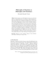 Philosophy of Chemistry or Philosophy with Chemistry?