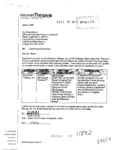 April &ZOO3 Mr. Robert Moore Office of Nutritional Products, Labeling & Dietary Supplements,HPS 8 11 Food and Drug Administration[removed]Paint Branch Parkway