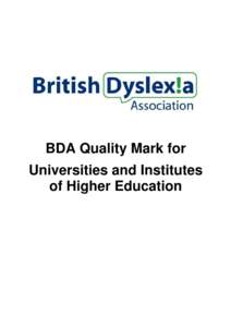 BDA Quality Mark for Post 16 Education & Training Providers