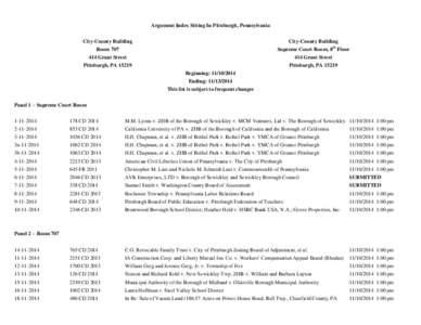 Argument Index Sitting In Pittsburgh, Pennsylvania City-County Building City-County Building  Room 707