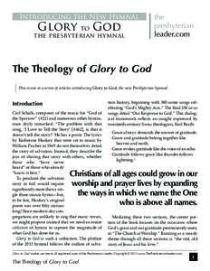 Introducing the New Hymnal  Glory to God the presbyterian hymnal