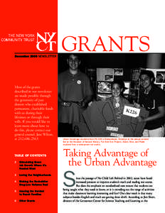 GRANTS December 2009 NEWSLETTER Most of the grants described in our newsletter are made possible through