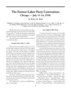 Farmer–Labor Party / Parley P. Christensen / Industrial Workers of the World / Chicago Federation of Labor / World War Veterans / Max S. Hayes / Conference for Progressive Political Action / United States presidential primaries / Socialist Party of America / Political parties in the United States / Politics of the United States / Socialism