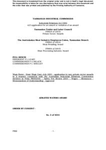 This document is translated from the original order and is not in itself a legal document. No responsibility is taken for any discrepancy that may arise between this document and the order that was printed and published 