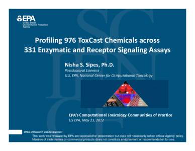 Profiling 976 ToxCast Chemicals across  331 Enzymatic and Receptor Signaling Assays d l Nisha S. Sipes, Ph.D. Nisha S. Sipes, Ph.D.