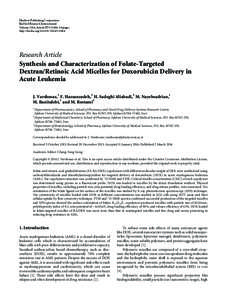 Synthesis and Characterization of Folate-Targeted Dextran/Retinoic Acid Micelles for Doxorubicin Delivery in Acute Leukemia