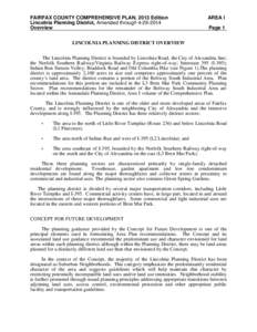 FAIRFAX COUNTY COMPREHENSIVE PLAN, 2013 Edition Lincolnia Planning District, Amended through[removed]Overview AREA I Page 1