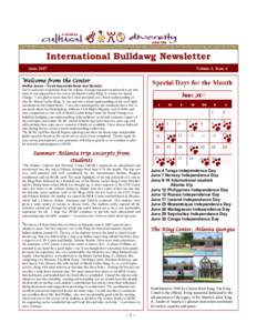 International Bulldawg Newsletter June 2007 Volume 2, Issue 6  Welcome from the Center