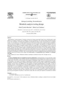 C. R. Biologies[removed]–515  Biological modelling / Biomodélisation Metabolic analysis in drug design Athel Cornish-Bowden ∗ , María Luz Cárdenas
