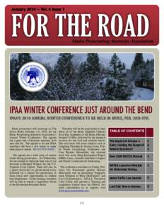 January[removed]Vol. 4 Issue 1  FOR THE ROAD Idaho Prosecuting Attorneys Association