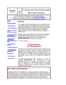 CIB-Rundbrief September 2005 Ausgabe Nr. 3 Communio Internationalis Benedictinarum