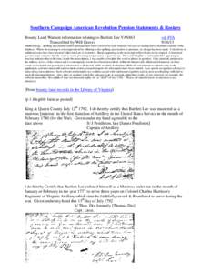 Southern Campaign American Revolution Pension Statements & Rosters Bounty Land Warrant information relating to Bartlett Lee VAS863 Transcribed by Will Graves vsl 4VA[removed]