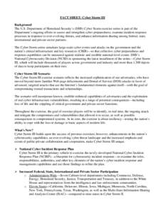 Cyber Storm III Media Fact Sheet