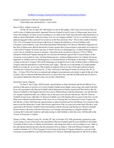 Southern Campaign American Revolution Pension Statements & Rosters Pension Application of Thomas Hudnall S41664 Transcribed and annotated by C. Leon Harris State of Ohio, Athens County Ss On the 14th day of April AD 1820