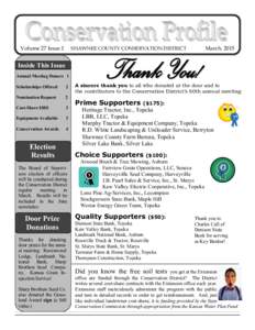 Volume 27 Issue 1  March, 2015 SHAWNEE COUNTY CONSERVATION DISTRICT