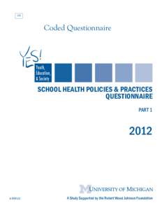 H8  Coded Questionnaire SCHOOL HEALTH POLICIES & PRACTICES QUESTIONNAIRE