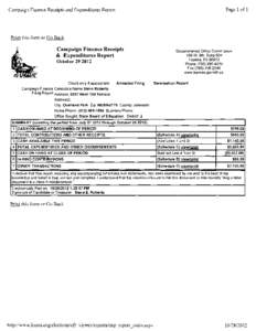 Page 1 of 1  Campaign Finance Receipts and Expenditures Report Print this form or Go Back