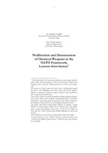 Proliferation and Disarmament of Chemical Weapons in the NATO Framework*