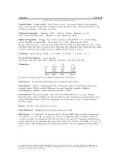 Natural resources / Tennantite / Proustite / Lauta / Marienberg /  Saxony / Rammelsbergite / Sulfosalt minerals / Crystallography / Chemistry