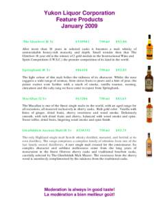Yukon Liquor Corporation Feature Products January 2009 The Glenlivet 18 Yr  #335901